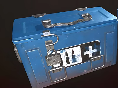 Blue Medical Equipment Storage Box With White Cross Symbol For Emergency Supplies 3d model