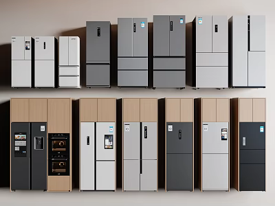 Modern Design Refrigerators and Freezers with Various Styles and Color Options 3d model