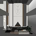 Duplex Living Room With High Ceiling Chandelier Fireplace And Modern Interior Design