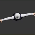 3D Anime Character With White Hair Blue Bow Red Face Mark And Outstretched Arms