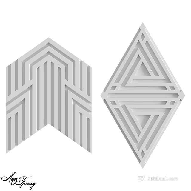Modern Wall Decorative Design With Geometric Patterns And 3D Stripes 3d model 
