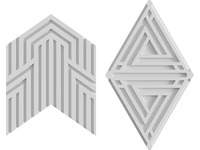 Modern Wall Decorative Design With Geometric Patterns And 3D Stripes 3d model