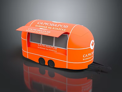 Orange Mobile Food Truck Featuring CanoBafooD Sandwiches Coffee And Fast Food 3d model