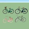 Stylish Pink And Blue Bicycles With Wicker Baskets For Casual Rides
