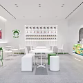 Bright Lemon Tea Shop Interior With White Tables Menu Display And Lemon Decor 3d model