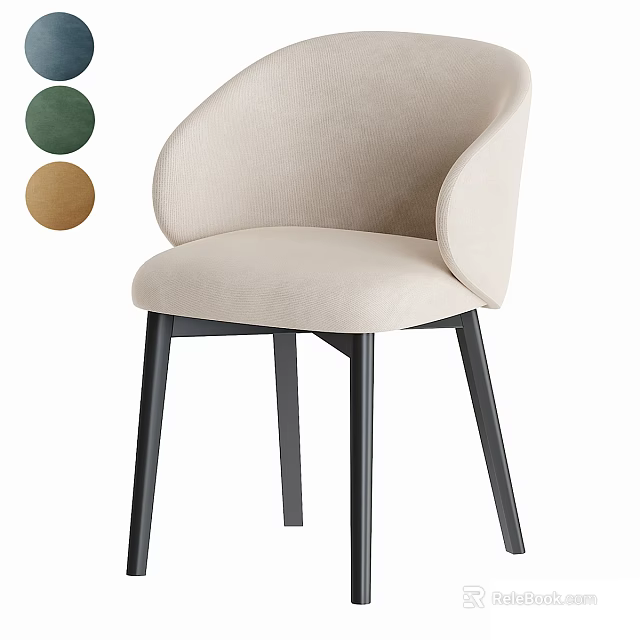 Modern Beige Upholstered Accent Chair With Black Metal Legs And Green Brown Color Options 3d model 