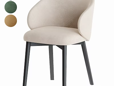 Modern Beige Upholstered Accent Chair With Black Metal Legs And Green Brown Color Options 3d model
