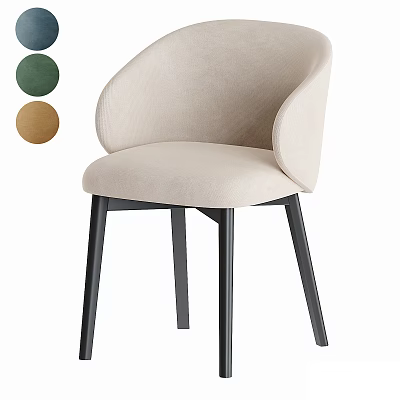 Modern Beige Upholstered Accent Chair With Black Metal Legs And Green Brown Color Options 3d model