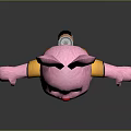 Pink Rabbit Plush Toy Wearing Yellow Shirt And Black Shorts Standing On Gray Background
