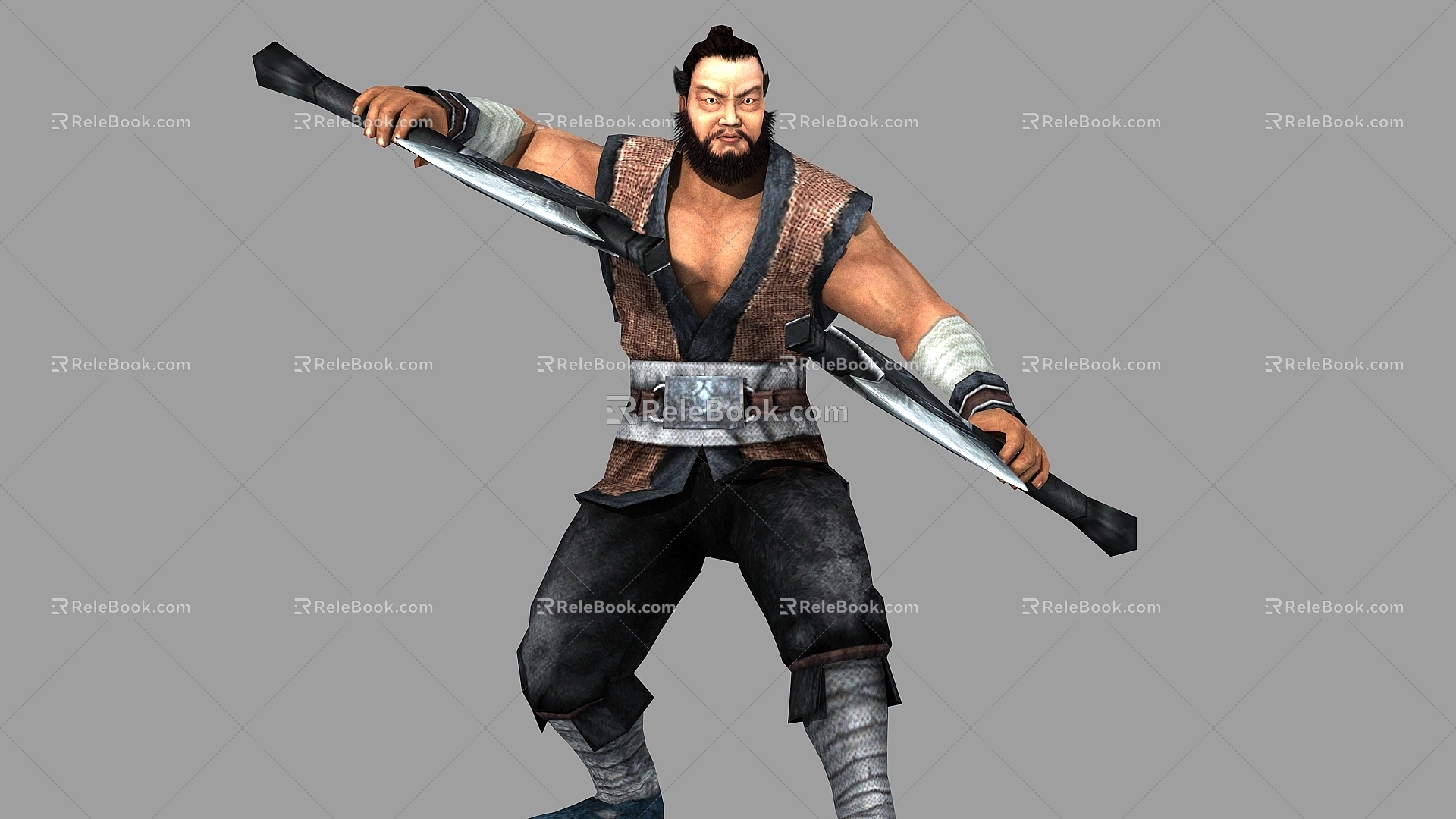 Ancient character warrior strong man coach Li Kui with BIP animation 3d model