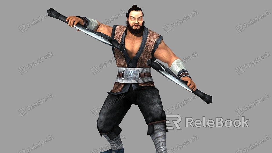 Ancient character warrior strong man coach Li Kui with BIP animation model