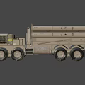 Heavy Duty Military Truck With Large Vertical Pipes Front View On Dark Background