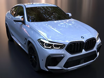 White BMW Sports SUV With Coupe Styling Sharp Headlights And Large Kidney Grille Streamlined Body 3d model