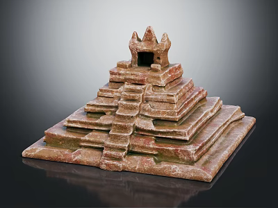 Ancient Temple Model with Tiered Stone Steps Layered Platform and Small Shrine on Top 3d model