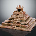 Ancient Temple Model with Tiered Stone Steps Layered Platform and Small Shrine on Top 3d model