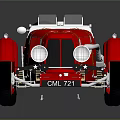 Vintage Red Convertible Sports Car With White Seats And Silver Wheels On Reflective Background