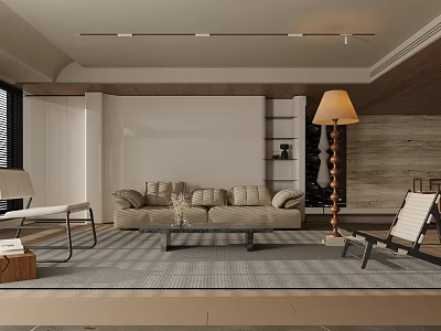 Modern Warm Living Room Interior With Comfortable Sofa Lounge Chairs Coffee Table And Elegant Decor 3d model