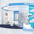 MISTINE Circular Blue Exhibition Booth With Seats And Product Displays