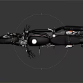 Black Motorcycle with Orange Accents Modern Design Leather Seat and Chrome Exhaust