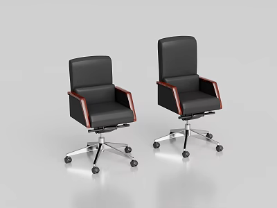Modern Ergonomic Black Office Chair with Red Accent Armrests and Five-Wheel Base 3d model