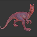Realistic Blue Dinosaur 3D Model Featuring Red Crest Standing Pose And Textured Skin
