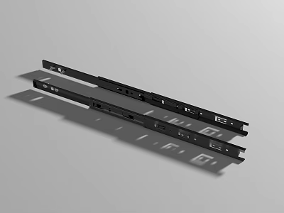 Black Metal Drawer Slides For Smooth Furniture Drawer Operation And Durability 3d model