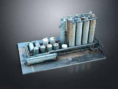 Industrial Storage Tank Facility With Large Metal Tanks Pipes Platforms And Equipment 3d model
