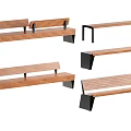 Modern Wooden Landscape Benches With Black Metal Legs And Various Styles
