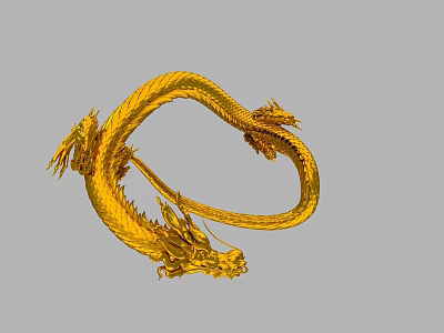 Golden Mythical Dragon 3D Rendering With Coiled Body And Scaled Details 3d model