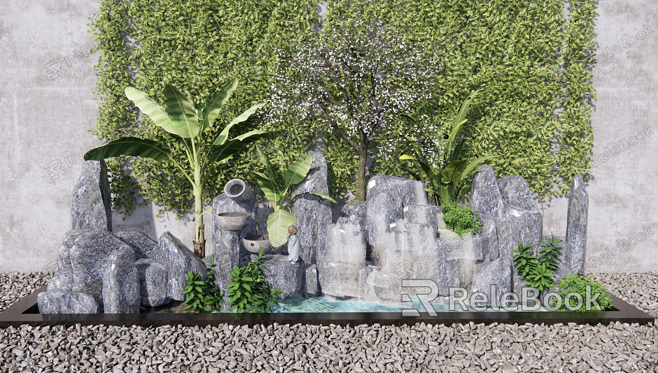 New Chinese landscape sketch rockery waterscape model