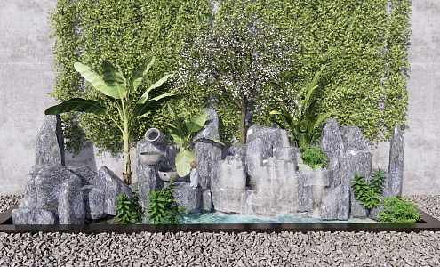 New Chinese landscape sketch rockery waterscape 3d model