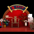 Net red punch point Chinese element modeling national tide style booth 3d model