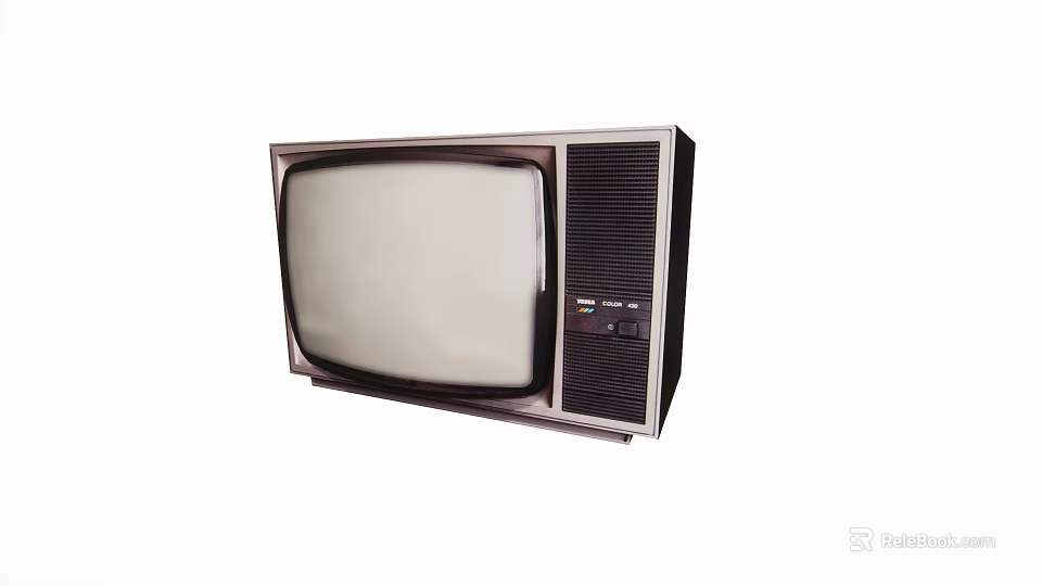 Vintage Television With White Screen And Dark Body Featuring Control Buttons 3d model 
