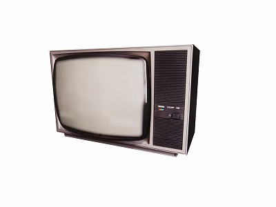 Vintage Television With White Screen And Dark Body Featuring Control Buttons 3d model