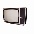 Vintage Television With White Screen And Dark Body Featuring Control Buttons