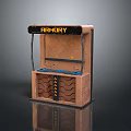 Armory Game Booth With Brown Exterior Wavy Details And Blue Control Panels