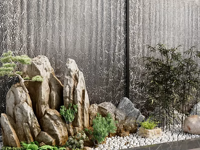 modern waterscape courtyard waterscape rockery 3d model