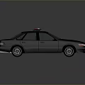 Dark Colored Police Sedan With Red And Blue Emergency Lights And Shiny Surface