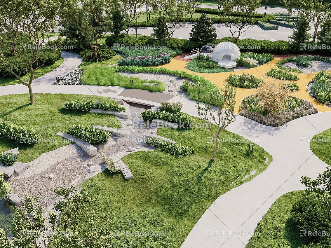 Minimalist Park Modern Park 3d model