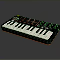 Portable Black Red MIDI Controller Keyboard With Piano Keys Drum Pads And Knobs