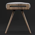 Modern Minimalist Sofa Stool With Gray Upholstered Seat And Wooden Legs
