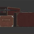 Brown Leather Suitcases In Various Sizes With Metal Locks And Decorative Edges