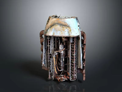 Rusty Broken Old Household Appliance With Exposed Internal Wires And Metal Parts 3d model Rusty Broken Old Household Appliance With Exposed Internal Wires And Metal Parts 3d model