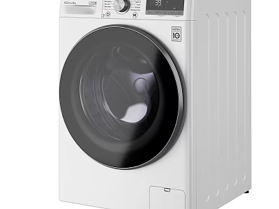 Modern White Front Load Washing Machine With Round Transparent Door And Digital Control Panel 3d model