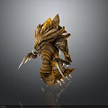 Dragon Like Mythical Creature with Golden Brown Stripes Sharp Claws Horns and Scaly Body