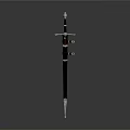 Classic Decorative Sword With Slender Blade Green And Red Accents On Hilt Traditional Weapon Design