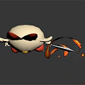 Cute White Rabbit Character With Red Ears Open Mouth Holding Flaming Sword And Fire Effects