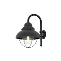 Stylish Black Wall Light With Curved Arm Domed Shade And Clear Glass Globe Illuminated Bulb