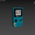 Blue Game Boy Color Entertainment Electronics with Game Screen Display and Cartoon Character Sticker