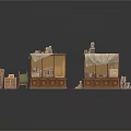Two Traditional Wooden Market Stalls With Canvas Awnings And Displayed Goods